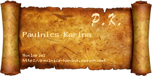 Paulnics Karina névjegykártya